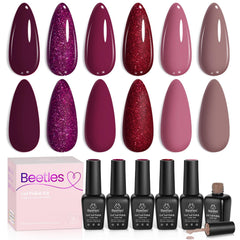 Beetles Burgundy: set de 6 colores para manicura en casa