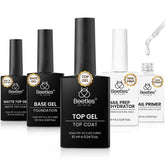 Beetles Gel Polish: capa superior y base para acabado duradero con brillo y mate.