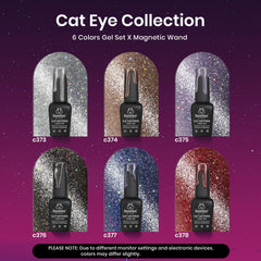 Beetles Cat Eye Glitter Rojo Púrpura Azul: seis colores brillantes para uñas.