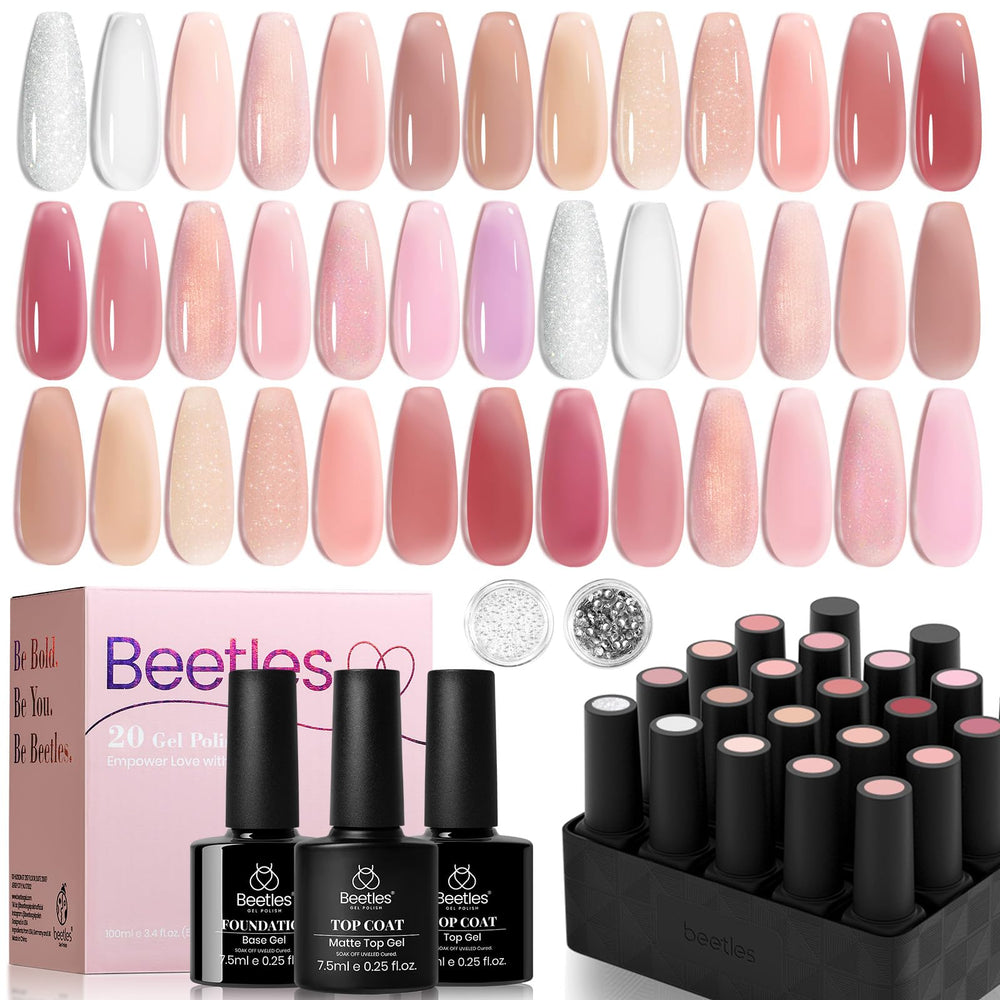 Beetles vernis gel rose pastel avec palette de 20 couleurs pour ongles éclatants et faciles