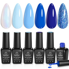 Beetles Esmalte Gel Azul Bebé con brillos para uñas elegantes