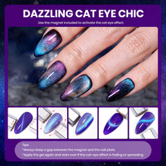 Beetles Esmalte Gel kit de uñas para arte en casa con efecto ojo-de-gato.