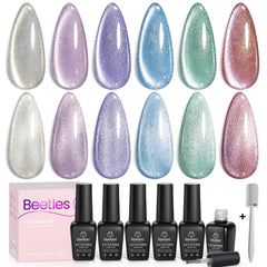 Beetles esmalte gel ojo de gato con 6 colores para efecto deslumbrante.