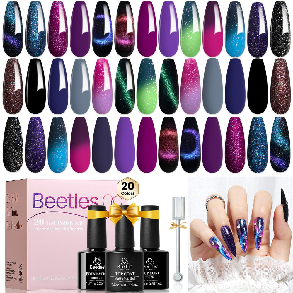 Beetles esmalte gel con efecto ojo de gato: ojo de gato efecto lupa brillante para uñas llamativas