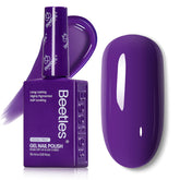 Beetles esmalte gel morado oscuro 15 ml, acabado brillante para uñas.