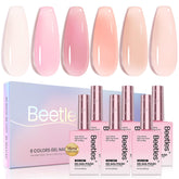 Beetles Esmalte gel nude rosa: botella con los 6 colores para un look elegante.