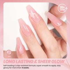 Beetles Esmalte gel nude rosado, brillo intenso en uñas