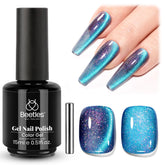 Beetles esmalte gel ojo de gato azul resplandeciente para uñas duraderas.