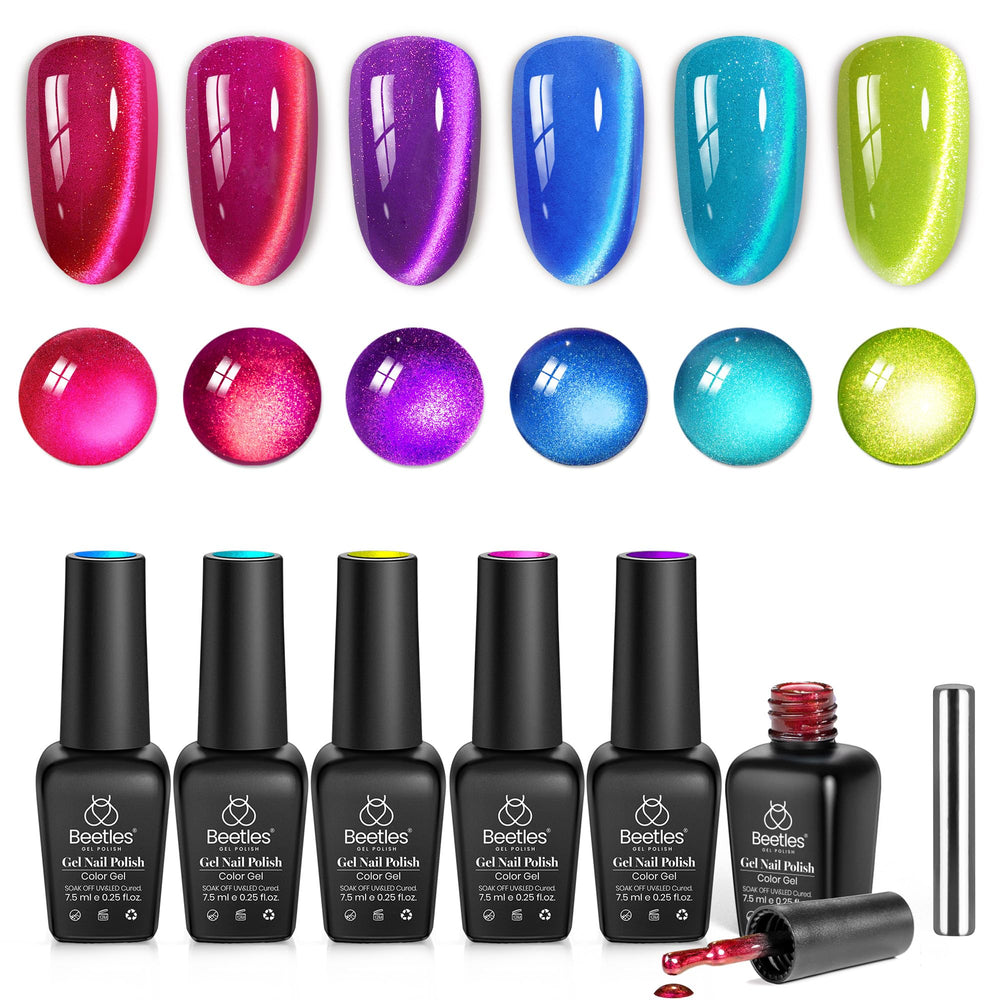 Beetles Esmalte Gel Prisma: efecto ojo de gato frente, brillo duradero.