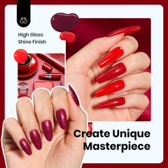 Beetles esmalte gel rojo burdeos brillante para un aspecto intenso.