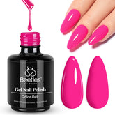 Beetles esmalte gel rosa neón en botella con acabado brillante