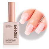 Beetles esmalte gel rosa translúcido en botella con acabado brillante