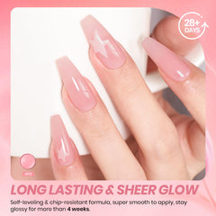 Beetles Esmalte Gel Rosa Translúcido, libre de crueldad para uñas.