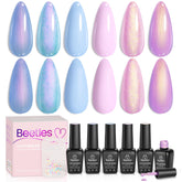 Beetles esmalte gel: set de 6 colores con acabado brillante para uñas.