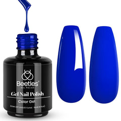 Beetles gel esmalte uñas azul zafiro invierno: tono intenso para manicure elegante.