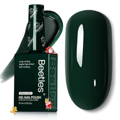 Beetles gel verde bosque oscuro en botella, tono profundo para uñas.