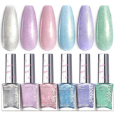 Beetles Glitter Nail Polish Set con seis colores brillantes para uñas.