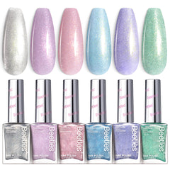 Beetles Glitter Nail Polish Set con seis colores brillantes para uñas.