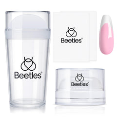 Beetles estampa uñas Frances corto para versatilidad en casa