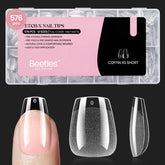 Beetles extensiones de uñas de gel extra corto con forma ataúd, 576 piezas para manicura en casa