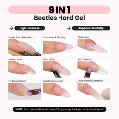 Beetles gel 9 en 1 para uñas rosa, curado en UV/LED.