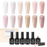Beetles Gel Base 12 Colores: botella con tonos naturales para uñas duraderas.