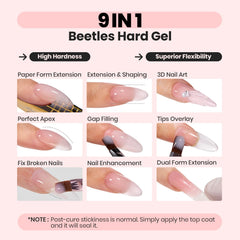 Beetles gel duro con cepillo plano para aplicación precisa
