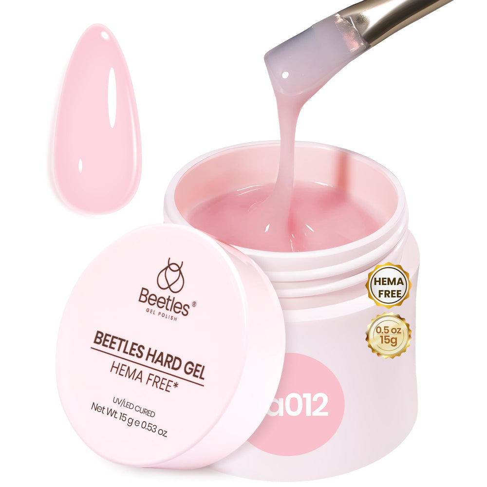 Gel Beetles duro sin HEMA para uñas, rosa mini 0,5 oz.