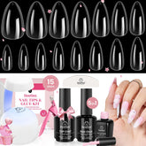 Beetles Gel Nail Kit con tips almendra mediana para extensiones duraderas, uso en casa
