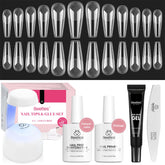 Beetles Gel Uñas Kit extensiones en forma ataúd largas para uñas.
