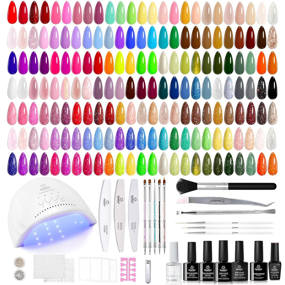 Beetles Gel Nail Polish Kit: 100 colores para looks vibrantes en casa.
