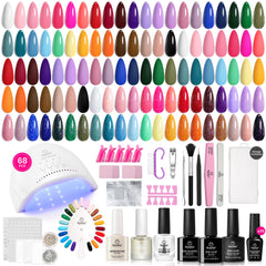 Beetles Gel Nail Polish Kit de 68 piezas para manicuras caseras con acabado profesional