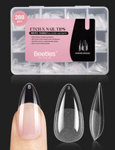 Beetles Gel Nail Tips almendra Etch X, cobertura total para uñas postizas duraderas