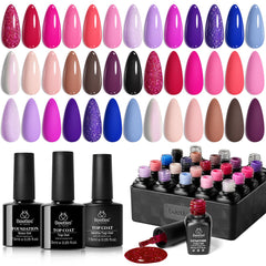 Beetles Gel Polish 20 shades pink and purple for versatile nail color options.