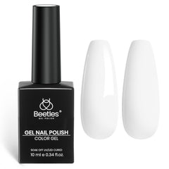 Beetles Gel Polish blanco 10 ml en botella para acabado limpio y elegante.