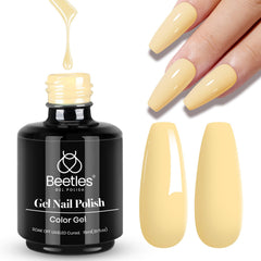 Beetles Gel Polish limon chiffón 15ml, tono pastel para uñas brillantes.