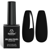Beetles esmalte en gel negro Invierno 10 ml, acabado negro clásico para uñas brillantes.