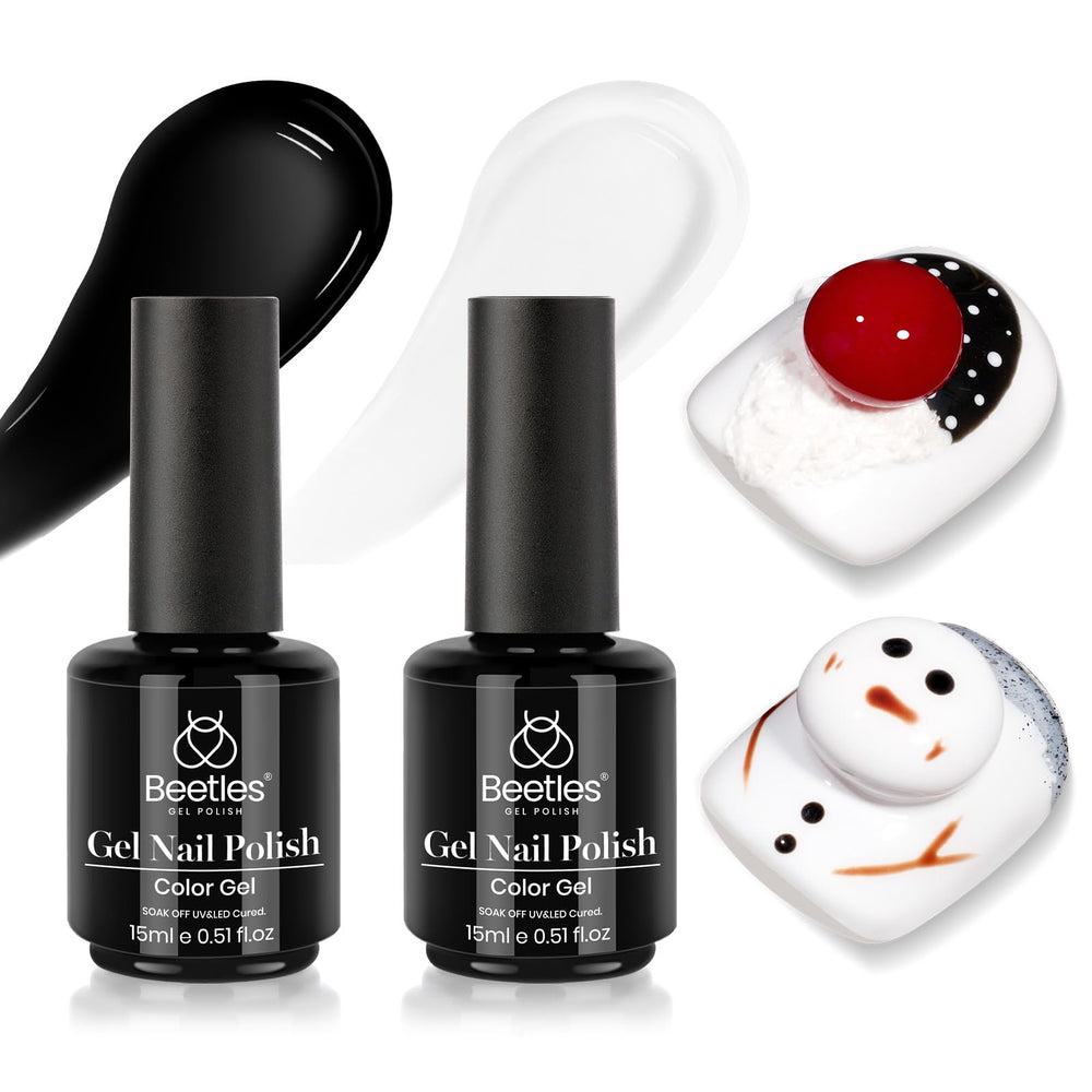 Beetles Gel Polish negro y blanco: conjunto de 2x15 ml para estilos versátiles.