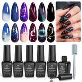 Beetles gel para uñas ojo de gato Milky Way: conjunto de 6 colores para uñas galácticas duraderas.