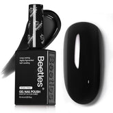 Beetles Silent Charm Audrey negro, manicura negra brillante para acabado profesional.