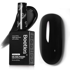 Beetles Silent Charm Audrey negro, manicura negra brillante para acabado profesional.