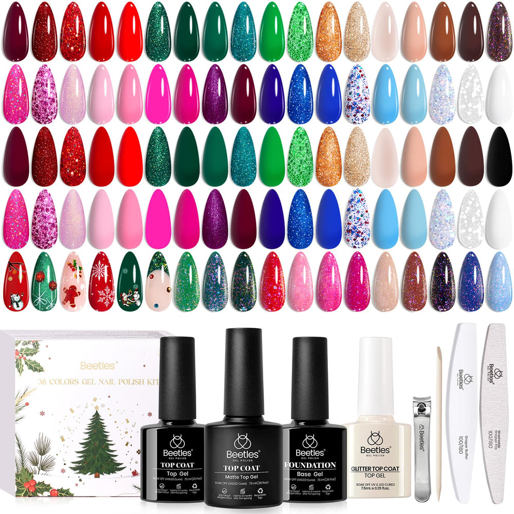 Beetles Gel Polish Spectrum rojo-verde-brillo, brillo duradero para uñas festivas.