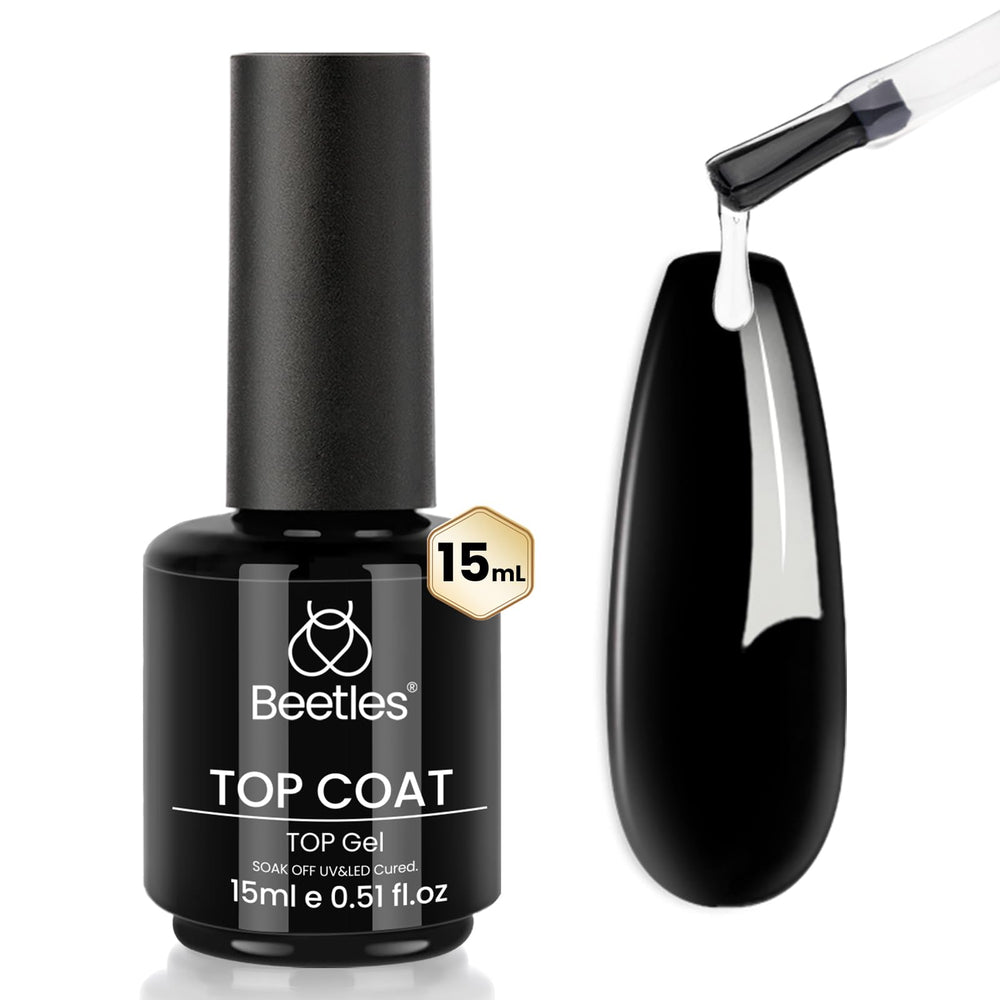 Beetles Gel Top Coat 15ml brillo espejo para un acabado duradero