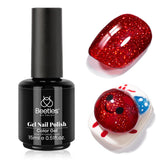 Beetles Glitter Rojo Brillante en botella, acabado deslumbrante para manicura