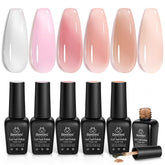 Beetles Jelly Gel Set muestra 6 colores rosado claro para looks versátiles.