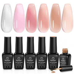 Beetles Jelly Gel Set muestra 6 colores rosado claro para looks versátiles.