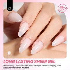 Beetles Jelly Gel Rosa Lechoso: acabado translúcido para uñas luminosas.