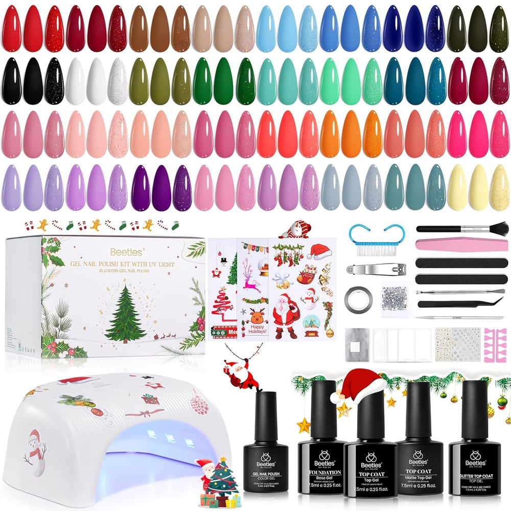 Beetles Gel Polish kit Navideño con 32 colores para looks duraderos.