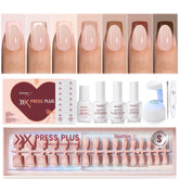 Beetles kit uñas adhesivas francesas Mocca Mousse para manicura rápida en casa.
