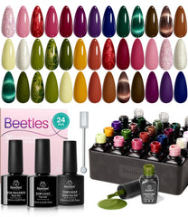 Beetles conjunto de laca gel con 20 colores invierno y efecto ojo gato para uñas brillantes